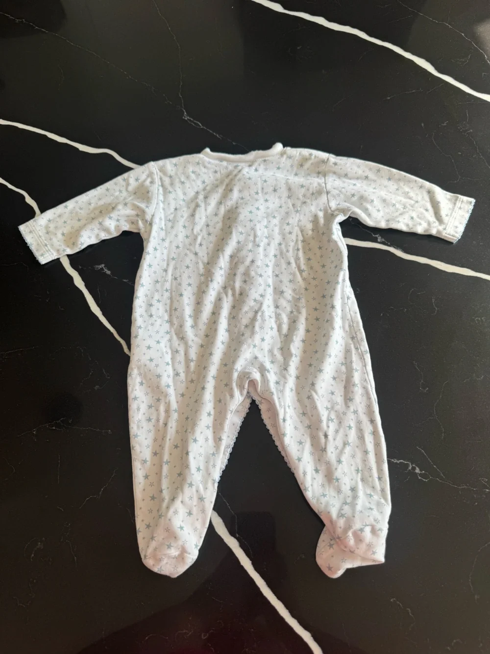 Kissy Kissy White Baby Footed Sleeper with Light Blue Stars